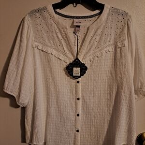 Knox Rose White Button-Down Blouse